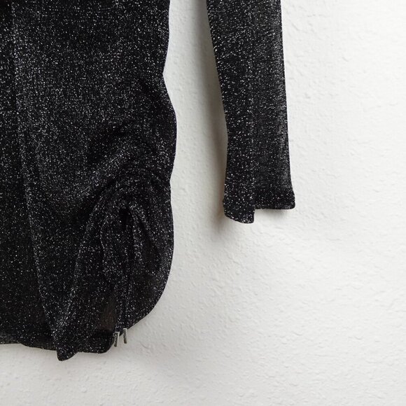 Calvin Klein Sparkle Top Women's Plus Size 3X Black Diamond Dust Sheer Sleeves - Picture 5 of 10